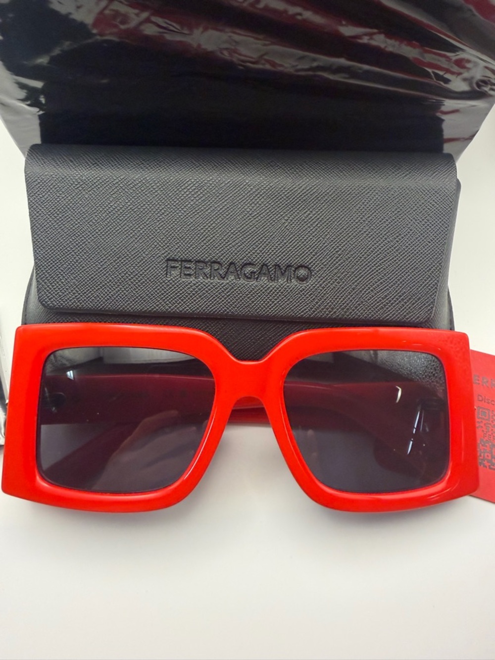 Salvatore Ferragamo Red Oversized Square Sunglasses